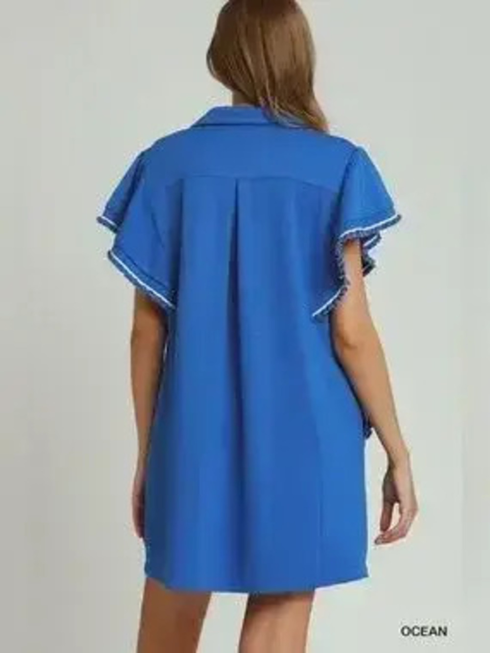 ZARA Half Zip Ruffle Rib Butterfly Sleeve Mini Dress - Picture 4 of 5